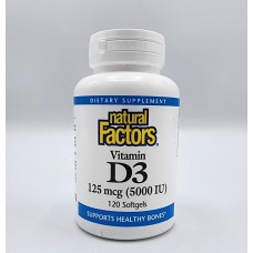 Vitamin D3, 125 mcg (5,000 IU), 120 Softgels