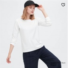 Smooth stretch cotton crew neck long sleeve t-shirt Uniqlo 